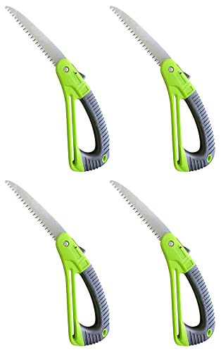 GARDEN GURU Folding Pruner Saw with Ergonomic Handle & Safety Lock – Non Slip – Rust Resistant Hardened Steel – Professional Grade Sawtooth Blade – for Pruning Trimming Camping Clearing (4 Pack) - size: 4 Pack