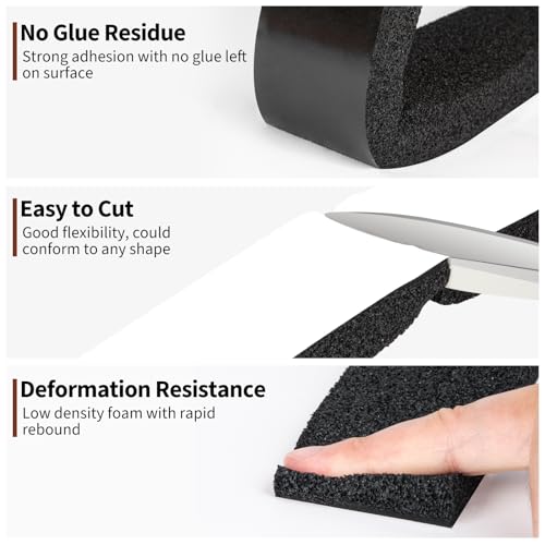 Yotache Open Cell Foam Air Conditioner Weather-Strip Seal Tape 2"x1" | Thick Adhesive with High Resilience Foam Cushion Strip, 6.5 Feet Long - size: (2"×1") 6.5FT