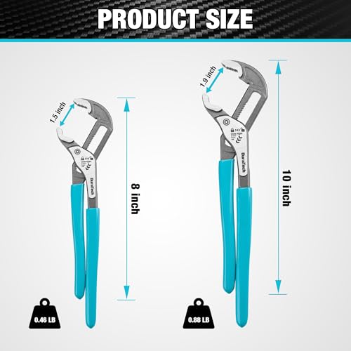 DURATECH 2-Piece Water Pump Pliers Set(8" & 10"), Groove Joint Pliers - style: 8"&10"