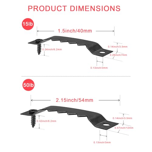 ICERO 241 Pack Sawtooth Picture Hangers Kit, Supports 15lbs, 50lbs, Small & Heavy-Duty Wall Hanging with Screws, Tool for Photo Frames, Art, Paintings, Canvas Hooks, and Picture Hanging Hardware.