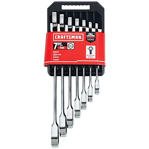 CRAFTSMAN 7-Piece Combination Ratcheting Wrench Set, 12-Point Standard SAE (CMMT87020) - style: 7 Piece SAE