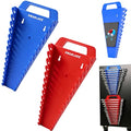 SWANLAKE Magnetic Wrench Organizer Toolbox Holder, 2-Pack SAE (1/4'' to 1-1/16''), Metric (6mm to 27mm) Ratchet Wrench Organizers, Total Hold 30 Slots Wrench Holders for Tool Box - style: 30-Slot Red&Blue