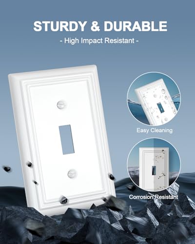 Switch Plates Outlet Covers, 4-Pack Metal Wall Plates, Pure White - color: Pure White, size: 1 Toggle 4PK