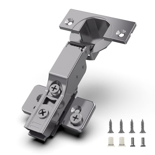 Chibery 10 Pack Frameless Half Overlay Soft Close Concealed Hinges, Black Titanium Plated, Self Closing, 105° Open Angle 3D Adjustment, Stop 85 ＆ 105 Degrees, Clip On, Stainless Steel for Cabinet Door - size: Half Overlay