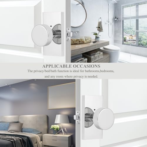 Polished Chrome Door Knobs Privacy Door Knobs Interior with Lock - color: Polished Chrome