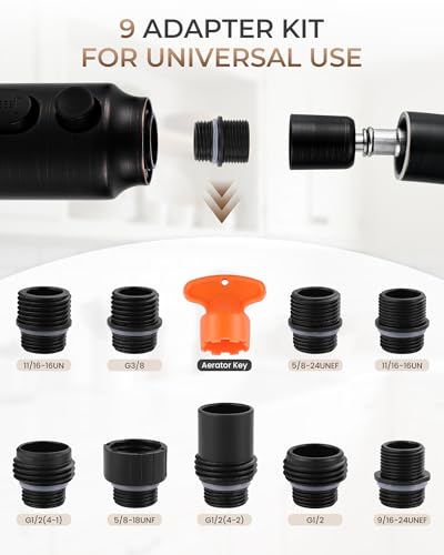 Pull Down Faucet Sprayer Head Replacement, Oil Rubbed Bronze 3 Function Pull Out Spray Head Nozzle with 9 Adapters for Kitchen Sink Faucet, American Standard for Moen Kohler Delta G1/2 Male Conn - color: Oil Rubbed Bronze
