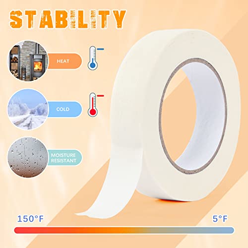 Masking Tape Bulk 1 Inch 20 Packs for General Purpose White Beige 55 Yards - size: 1 Inch x 55 Yards x 20 Rolls
