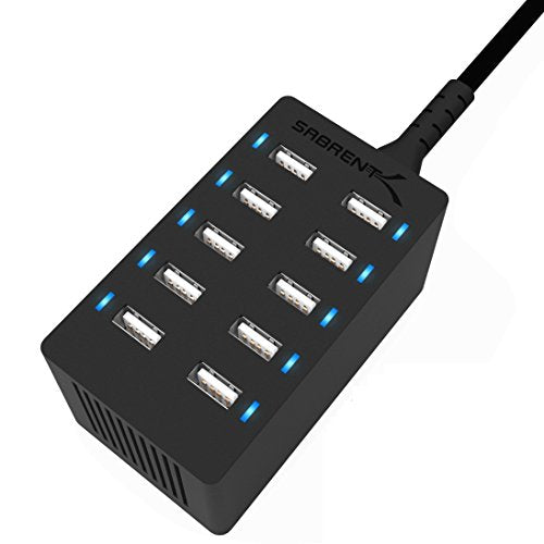 SABRENT 60W 10-Port USB Charging Station, Auto-Detect (AX-TPCS) - size: 10-Port