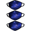Cloth Face Mask for Women, Men - Reusable Fabric Masks with Nose Wire - color: 3 Pack Blue Galaxy