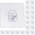 Adhesive Hooks, Heavy Duty Utility Hooks 20 lb(Max) Waterproof and Oilproof Removable, 20 Pack Seamless Hooks Reusable Wall Hook for Kitchen Bathroom Bedroom Office