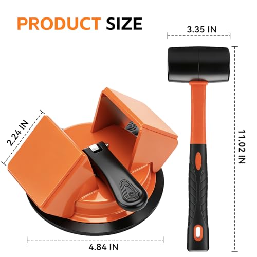 Floor Gap Fixer Tool - 45° Dual-Sided Strike, Floor Suction Cup Tool for Gaps with Crack Cleaner, Mallet & 5 Sticky Pads - Laminate Floor Gap Repair Tool, Flooring Tools Kit