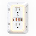 Multi Plug Outlet Surge Protector, 6 Outlet Extender and 4 USB with PD30W USB-C Fast Charging, 3-Sided 1050J Surge Protector Power Strip with Night Light for Home Travel Office-ETL - color: White-30W-1Pcs