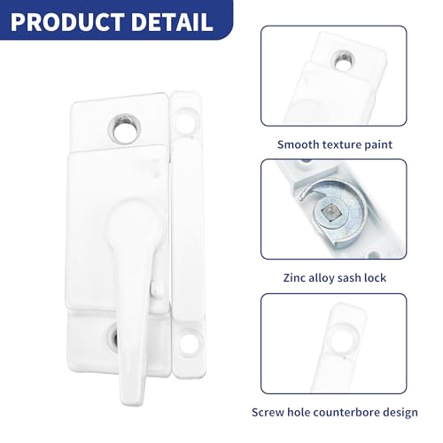 10 Pack Sliding Window Sash Locks White Cam Sash Lock, Window Latch Replacement Sash Locks for Vertical & Horizontal, Window Locks for Double Hung Windows