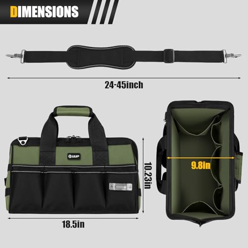 UUP 18" Large Tool Bag, Heavy Duty Spacious Carry Tool Box Organizer, Green - color: Green, size: 18 Inch