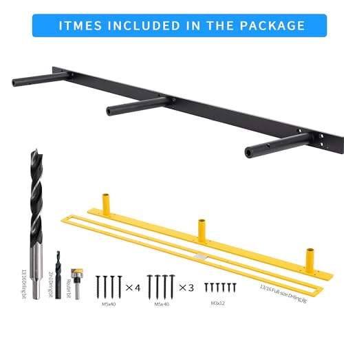38'' Heavy-Duty Hidden Floating Shelf Bracket – 210 LBS Max Load (Mounted on Studs), Floating Mantel Bracket for Fireplace & Wall Shelves, Includes Premium Installation Kit（38 inch Brackets） - size: 38 Inch - With Drilling Kit + Router Kit