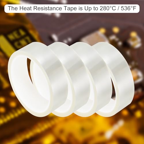 uxcell Clear Heat Tape, 1 Roll 25mmx33m 108ft High Temperature Heat Resistant Tape for Sublimation,Heat Vinyl Press,Heat Transfer, Circuit Board, No Residue - color: Clear, size: 25mmx33m