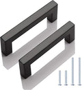 KNOBWELL 6 Pack 3-1/2 inch Black Kitchen Cabinet Door Handles, Stainless Steel T Bar Dresser Drawer Pulls - Hole Centers 3.5 inch(90mm), Overall Length 4 inch - color: Matte Black, size: Hole Center:3-1/2 inch(90mm)