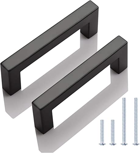KNOBWELL 6 Pack 3-1/2 inch Black Kitchen Cabinet Door Handles, Stainless Steel T Bar Dresser Drawer Pulls - Hole Centers 3.5 inch(90mm), Overall Length 4 inch - color: Matte Black, size: Hole Center:3-1/2 inch(90mm)