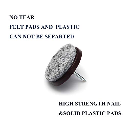 Nail on Felt Pads Furnigear Furniture Pads Nail- Floor Protectors for Furniture Legs 24Pack Chair Felt Pads for Hardwood Floors(1-1/4",Gray) - size: 1-1/4" (Round, Gray)