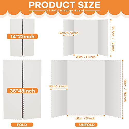 Ctosree 18 Pcs 14 x 22 Inch Tri Fold Poster Board Bulk for Display, White - color: White, size: 14 x 22 inch