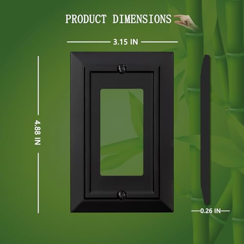 Classic Architecture Wall Plates,Light Switch covers, Electrical Outlet Covers, Duplex receptacle wall plates,Mid Size Bamboo Fiber Material Switch plates Matte Black (1 Gang Decorator 4PK) - style: 1 Gang Decorator 4PK