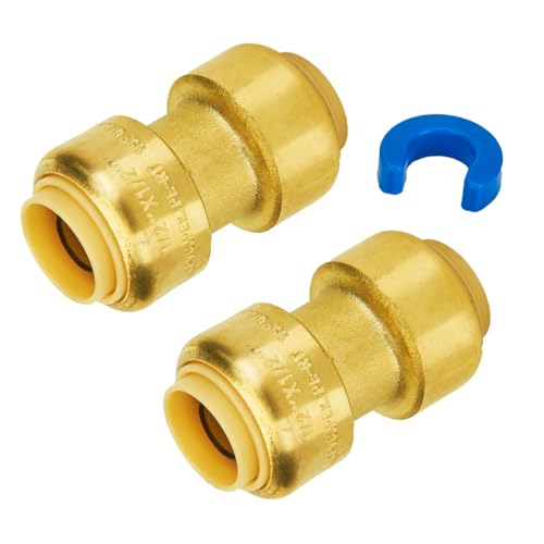 SUNGATOR 1/2 Inch Straight Coupling, Push-to-Connect Fitting, Brass, 2-Pack - color: Brass Coupling, 2 Pack, size: 1/2 Inch