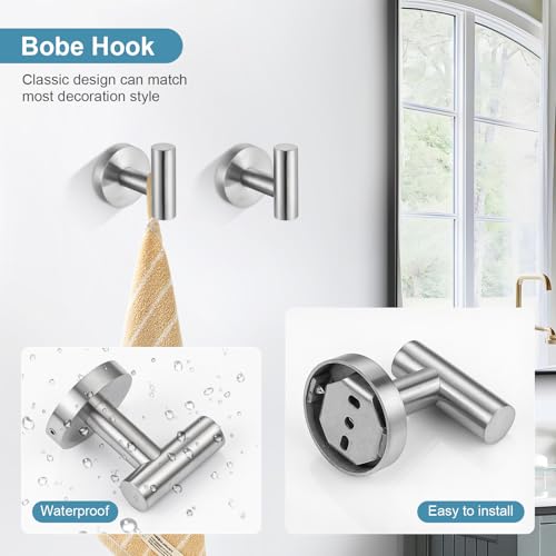 TQKAG 8-Pieces Bathroom Hardware Set Brushed Nickel SUS304 Stainless Steel Bath Towel Bar Set 23.6 Inch Round Bathroom Accessories Kit Wall Mounted - color: Brushed Nickel, size: 8-Pieces Set