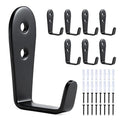 Stainless Steel Hooks for Hanging, Heavy Duty Hook, Wall Hooks Key Holder Wall Mount Hanger Coat Hook Garage Storage Screw Utility Hooks, 8 Pack (Black) - color: Black L