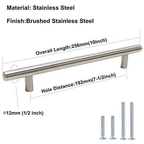 homdiy 15 Pack Brushed Nickel Cabinet Hardware Cabinet Pulls - HD201SN Cupboard Handles Modern Cabinet Door Handles 7-1/2inch Hole Center Modern T-Bar Pulls - color: Brushed Nickel, size: 7-1/2in hole centers