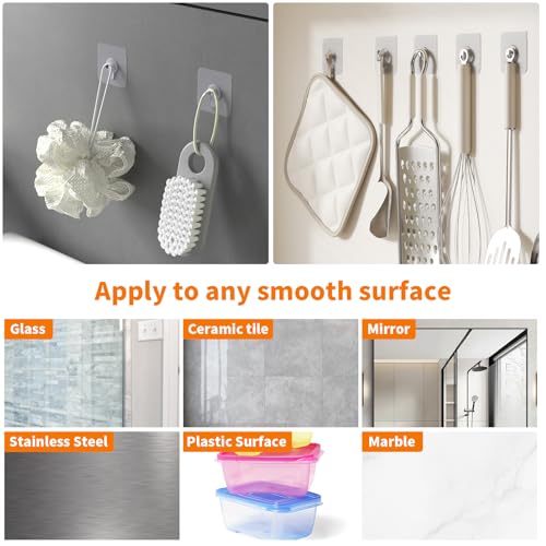24PCS Picture Hangers Without Nails, Wall Hangers Without Nails, Adhesive Wall Hooks, to use Inside Kitchen, Bathroom, Home and Office (8mm) - size: 8mm(24PCS)