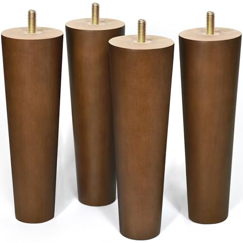 Furniture Leg Sofa Legs Replacement Wood 8 inch Mid Century Dresser Legs with 5/16 inch Bolt Set of 4 - size: 8 inch Brown