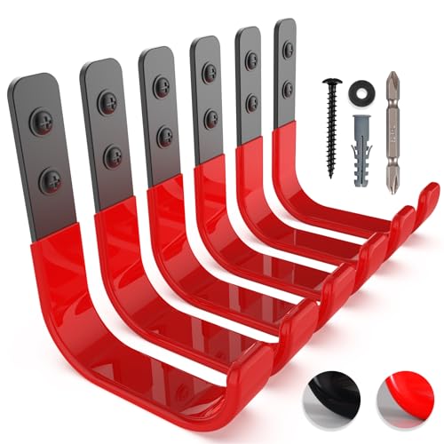 4 Inch Garage Hooks, 6 Pack Heavy Duty Wall Hooks for Hanging - color: Red