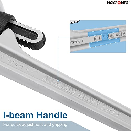 MAXPOWER 14-Inch Pipe Wrench, 2-inch Jaw Capacity - size: 14-inch, style: Straight Pipe Wrench