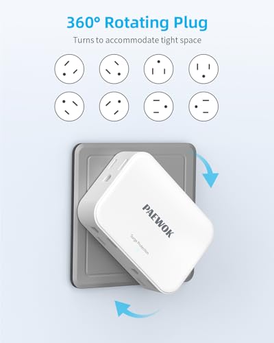 Outlet Extender, 360° Rotating Flat Wall Plug Adapter