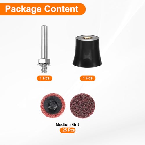 HARFINGTON 26pcs Quick Change Discs Set 1" Lock Sanding Discs with 1/4" Shank Pad Holder Medium Grit Surface Conditioning for Polish Rust Removal - size: 1"