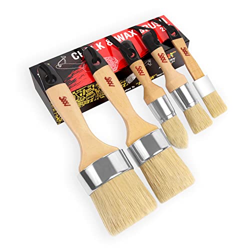 Chalk and Wax Paint Brushes, 5 Pcs Furniture Wax Brush, Natural Bristle