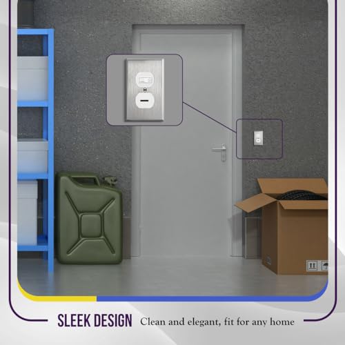 ENERLITES Duplex Receptacle Outlet Metal Wall Plate, 1-Gang, Silver - color: Stainless Steel, size: Standard Size