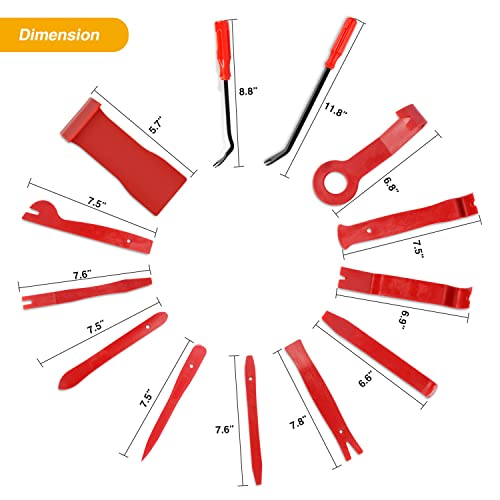 GOOACC Nylon Bumper Fastener Rivet Clips Car Clip Panel Audio Video Dashboard Dismantle Kits Installer Removal Tool (13PCS Trim Removal Tool Set) - color: Red, size: 13Pcs