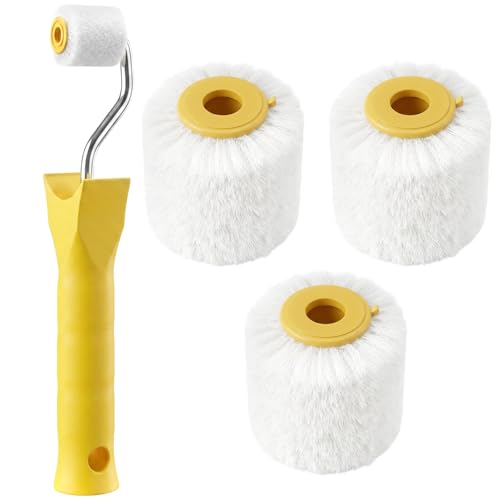 Mini Paint Roller Set 4/5 inch Small Paint Rollers for Touch Up Trim Edge and Corner Professional Extra Small Paints Wool Brushes with 1 Handle and 4 Rollers Tiny Painting Tool