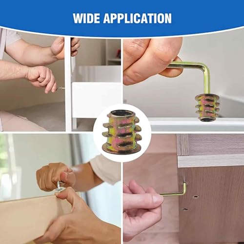 50PCS M6*10mm Threaded Insert Nuts Zinc Alloy Hex Socket Drive Furniture Screw-in Bolt Fastener Connector for Wood Furniture Assortment with Hex Spanner - size: M6x10mm