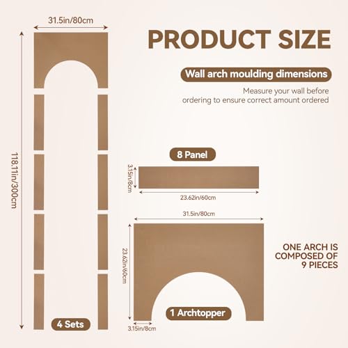 INMOZATA Arch Wainscoting Panels Kit, MDF Board and Batten Wall Panel Kit