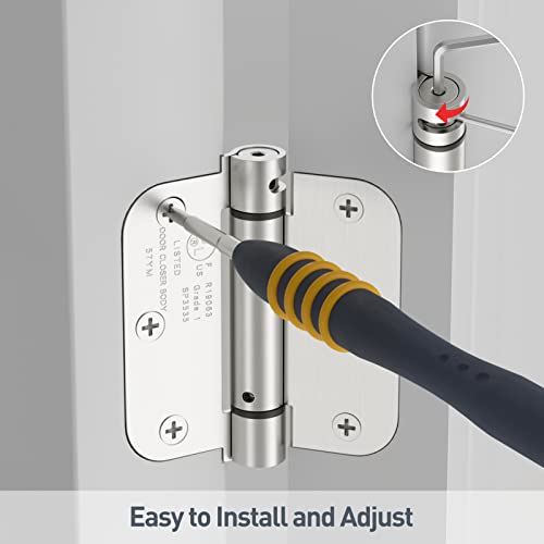 HOSOM Self Closing Door Hinges 3.5 Inch,Spring Loaded Hinges - color: Brushed Nickel, size: 3.5" 1 Pack