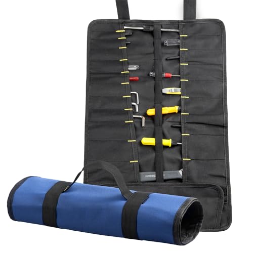 Canvas Roll Up Tool Bag Organizer Pouch for Wrenches & Screwdrivers - color: 1pc Blue