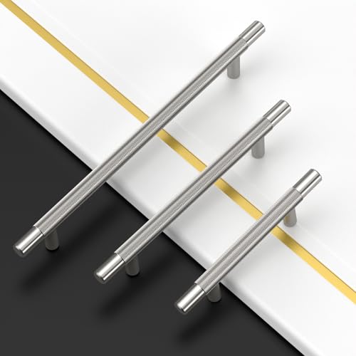 Asidrama 10 Pack 5 Inch(128mm) Brushed Satin Nickel Knurled Kitchen Cabinet Handles, Cabinet Pulls Kitchen Cabinet Hardware for Cupboard Drawer Pulls - color: Brushed Satin Nickel, size: 5" Hole Center