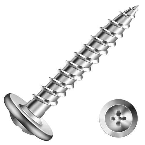 #8 x 1 Inch Wood Screw 500Pcs 410 Stainless Steel Standard Thread Truss Head Fast Self Tapping by SG TZH - color: Silver - Stainless Steel, size: #8 x 1"
