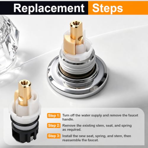 2-Pack RP25513 Faucet Stem Replacement Kit, Compatible with Delta Two-Handle Faucets Using Seats & Springs, Replaces RP24096, with RP4993 Seats & Springs and RP24097 1/4 Turn Stops