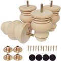 4 Inch Wooden Furniture Legs, Solid Wood Unpainted Replacement Furniture Legs, Ottoman/Loveseat Replacement Legs, Cabinet Legs/Desk/Sofa/Bookcase Round Bun Feet Set of 4 (4 Inch B) - size: 4 Inch B