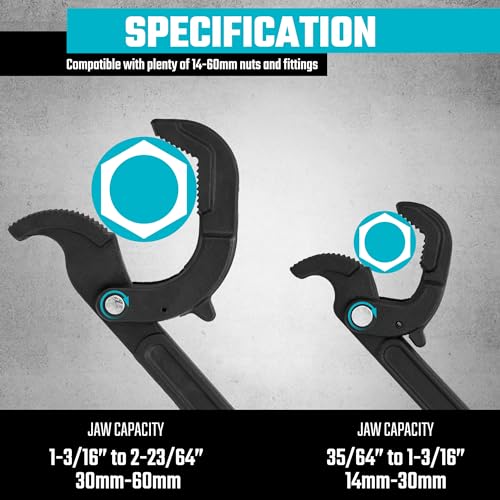 DURATECH Multi-function Adjustable Pipe Wrench Set, 2-Piece