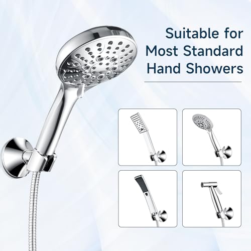 BRIGHT SHOWERS Handheld Shower Head Holder with Dual Angle Positions, Wall Suction Bracket Includes Adhesive 3M Disc, No Tools Required and Easy Installation, Chrome Finish - color: Chrome, style: Suction & Adhesive - 2 Angles