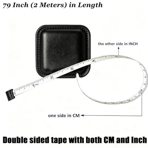 Tape Measure Body Measuring Tape for Sewing Tailor Craft Cloth Tape Measure for Body Medical Measurements Tape 60 Inch/1.5M Dual Sided Retractable Ruler - color: Black 1 pack square